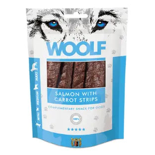 Maximiza la Salud de tu Mascota con Woolf Tiras de Salmón y Zanahoria