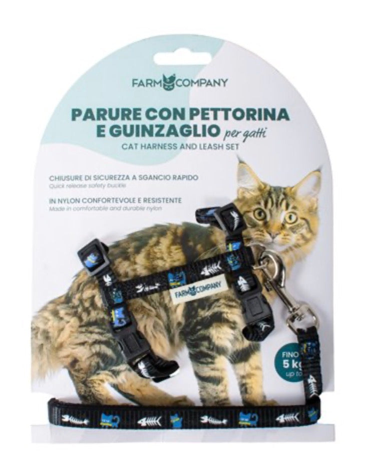 Arnés con Correa Negro Estampado