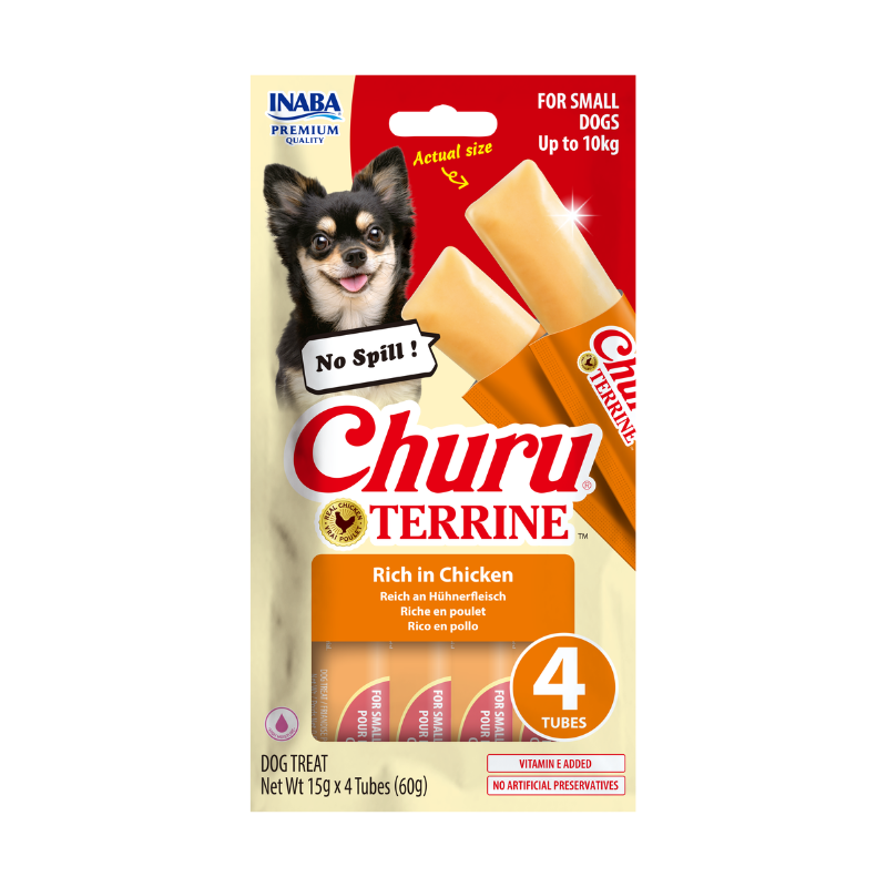 INABA Churu Terrine Rico en Pollo para Perros Pequeños - 4 tubos