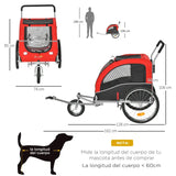 Remolque de Bicicleta Perros Plegable Carrito de Transporte para Mascotas
