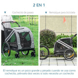Remolque de Bicicleta Perros 2 en 1 Carrito Transporte para Mascotas