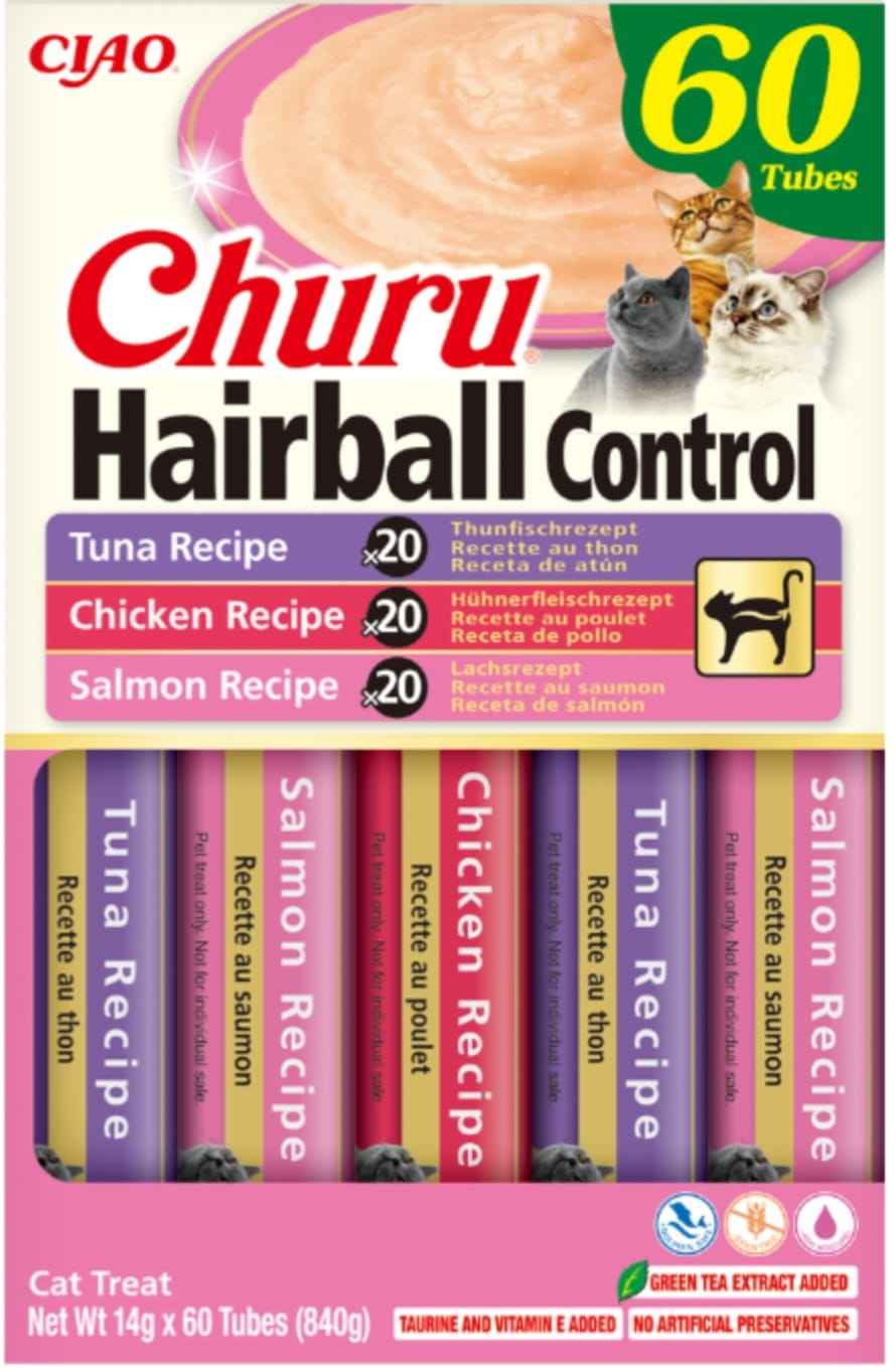 Churu Hairball Control 60 Tubos (Atún, Pollo y Salmón)