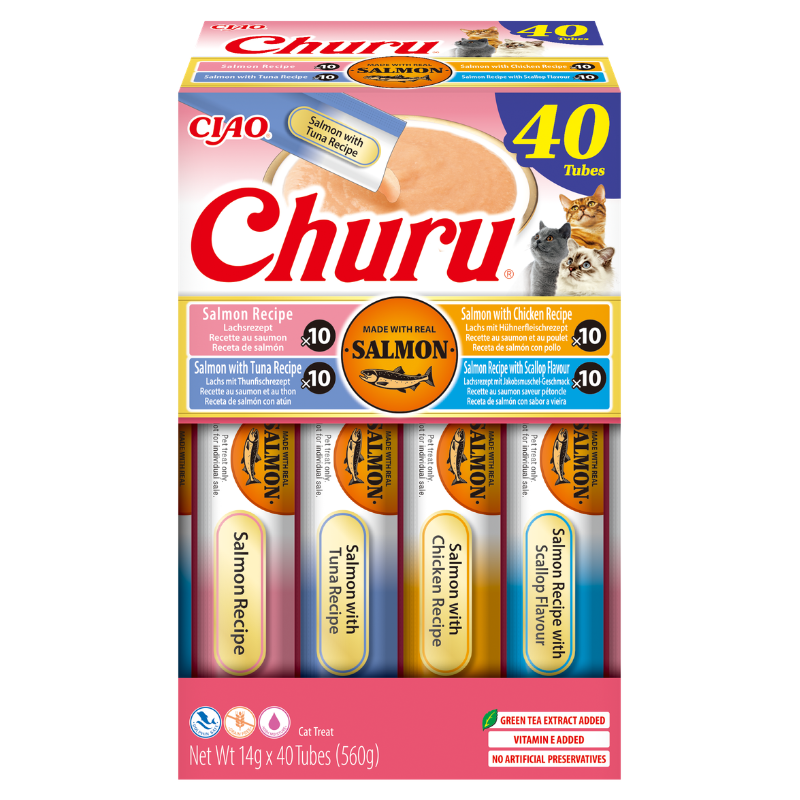 Churu 40 tubos Salmón Multipack 4 sabores